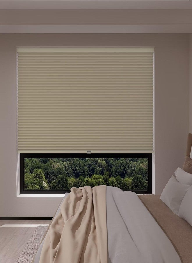 MYshade Cordless Blackout Window Blinds & Shades Pull Down Room Darkening Window Shades Light Blocking Honeycomb Cellular Shade for Indoor Windows Easy to Install 27 inch Wide, H50 Beige Blinds - Image 5
